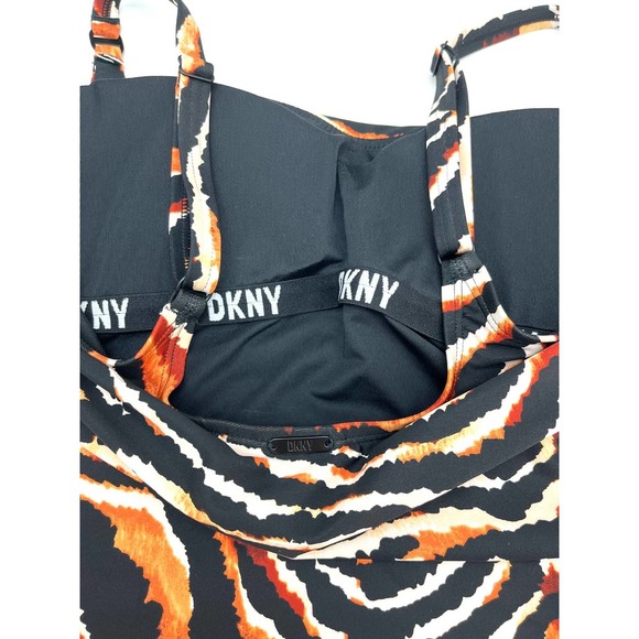 DKNY Square Neck Tiger Animal Print Brown & Black Tankini Top Swimsuit NWT - Picture 4 of 6